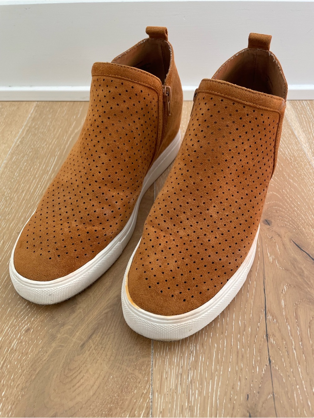 Steve Madden Cognac Suede Slip-On Sneaker with Side Zip